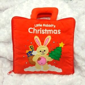 Vintage Little Rabbit's Christmas Red Cloth Zipper Book